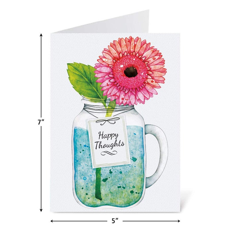 Current Mason Jar Get Well Greeting Cards - Set of 8 (4 Designs), Large 5" x 7", Sympathy Cards with Sentiments Inside, White Envelopes - Image 5